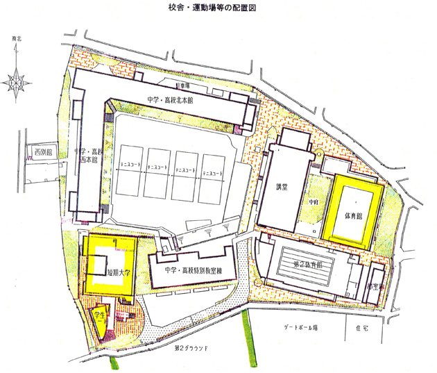 東京立正短期大学 校舎、運動場等の配置図