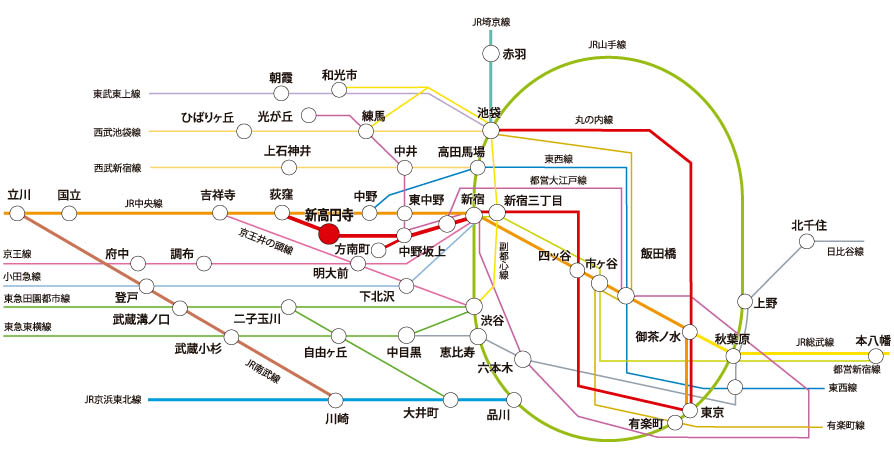 東京立正短期大学への路線図